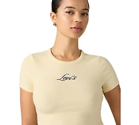 Levi's Women's Hayes Short-Sleeves Tee Rib-Knit Embroidered Logo T-Shirt