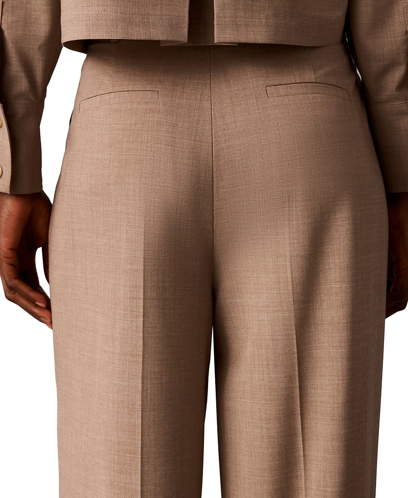 Calvin Klein Women's High-Rise Wide-Leg Pleated Pants