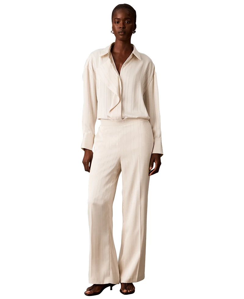 Calvin Klein Women's Pull-on Wide-leg Satin Pants