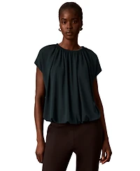 Calvin Klein Women's Shirred Extended-Shoulder Short-Sleeve Blouse