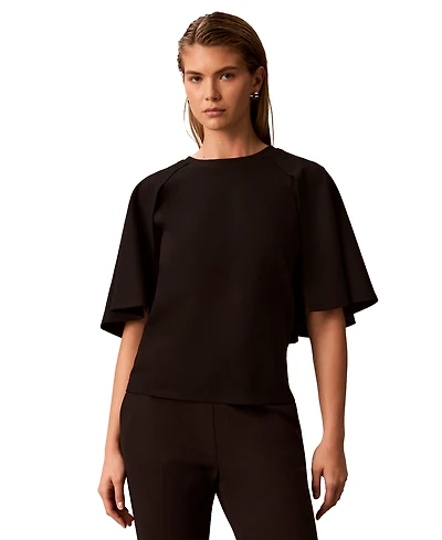 Calvin Klein Women's Crewneck Short-Sleeve Woven Top