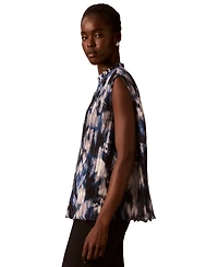 Calvin Klein Women's Mock Neck Sleeveless Printed Blouse