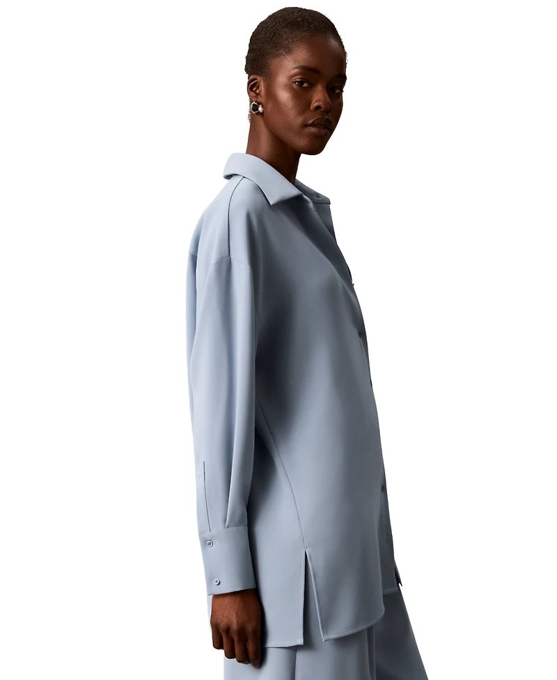 Calvin Klein Women's Collared Neck Long-Sleeve Top