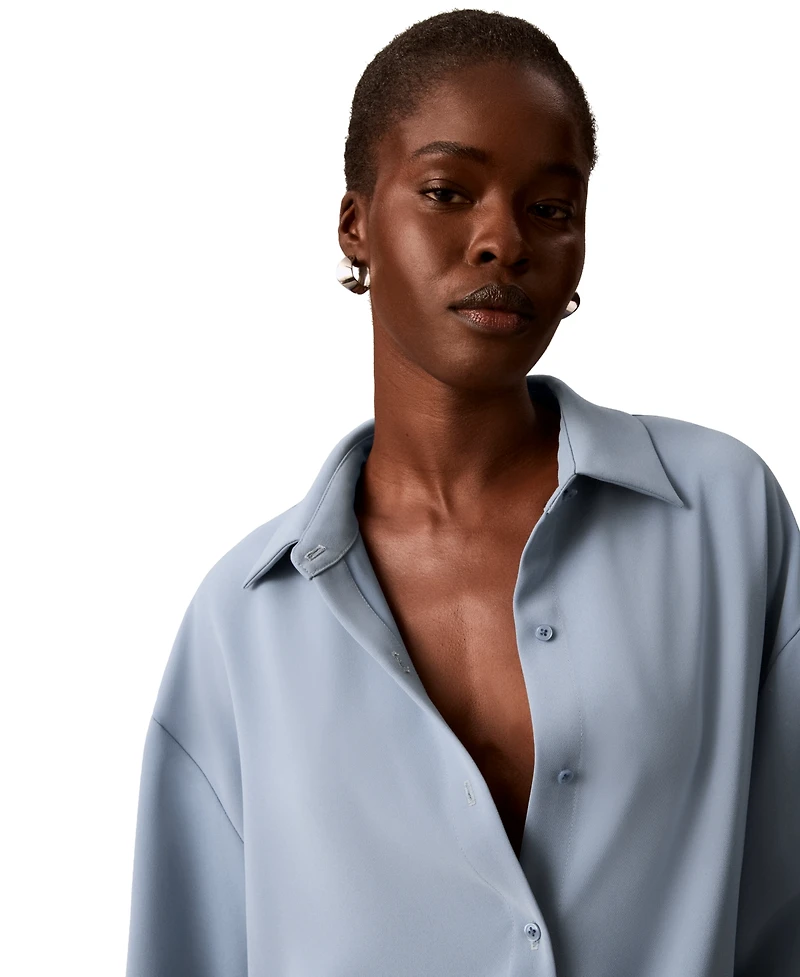 Calvin Klein Women's Collared Neck Long-Sleeve Top