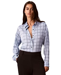 Calvin Klein Women's Plaid Long-Sleeve Button-Up Shirt