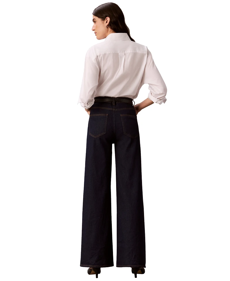 Calvin Klein Women's High-Rise Wide-Leg Flare Jeans