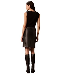 Calvin Klein Women's Faux Leather A-Line Mini Skirt