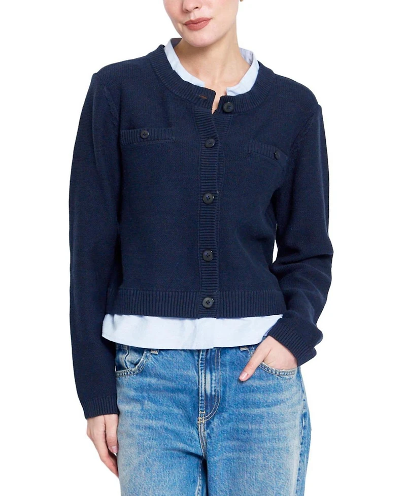 Central Park West Women's Coen Towfer Cotton-Blend Cropped Cardigan