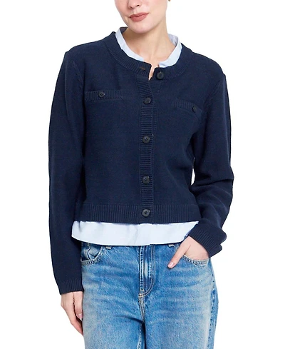 Central Park West Women's Coen Towfer Cotton-Blend Cropped Cardigan