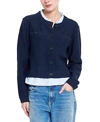 Central Park West Women's Coen Towfer Cotton-Blend Cropped Cardigan