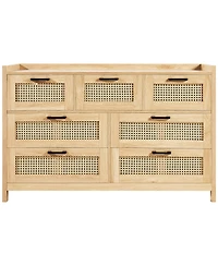 Slickblue 7 Drawer Rattan Dresser with Led Light and Storage
