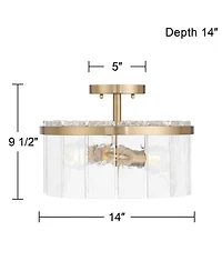 Possini Euro Design Possini Euro Soresi 14"W Piastra Glass 2-Light Ceiling Light