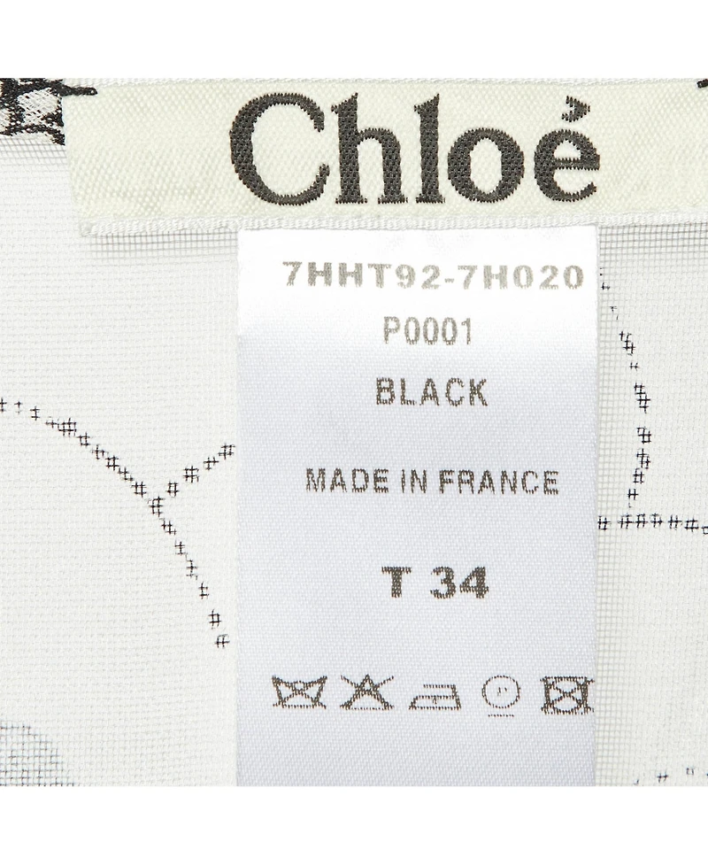 Chloe Women's Short-Sleeve Monochrome-Print Chiffon and Canvas Paneled Blouse