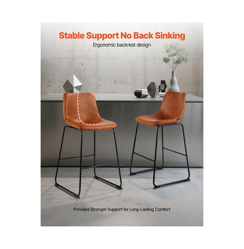Slickblue Set of 4 26 Inch Pu Leather Counter Height Bar Stools