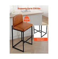 Slickblue Set of 4 27 Inch Pu Leather Counter Bar Stools with Backrest