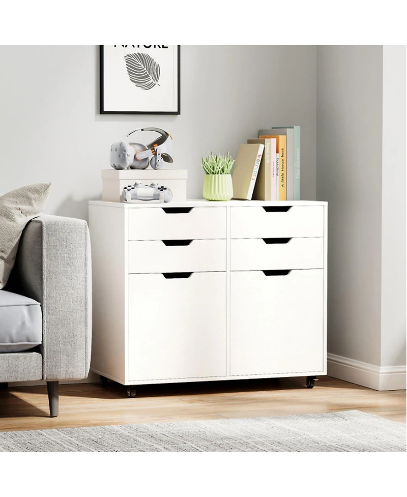 Sugift 4 Drawer File Cabinet with Wheels 29in x 16in x 25.5in for Home Office
