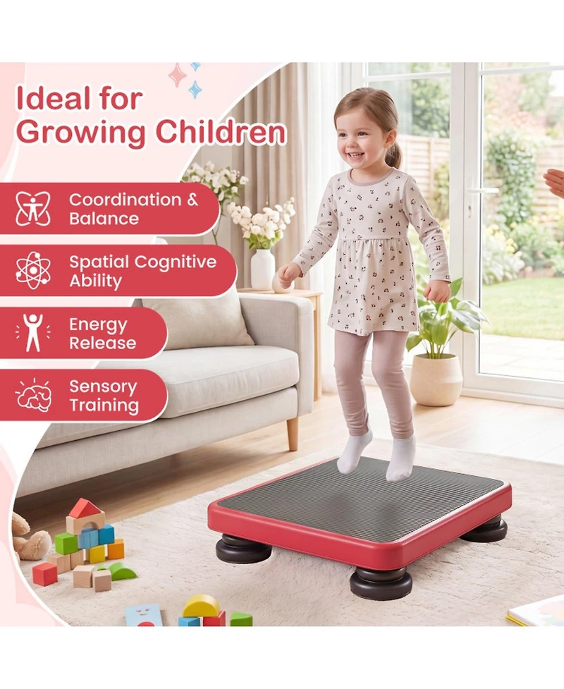 Sugift Kids Rebounder 24" x 20" Bouncing Board with Elastic Rope, Ages 3+