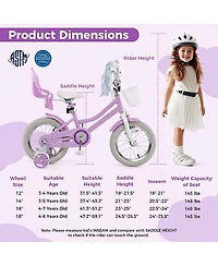 Hongge 14-Inch Girls Bike with Doll Seat, Dual Brake System & Training Wheels, Ages 3-5