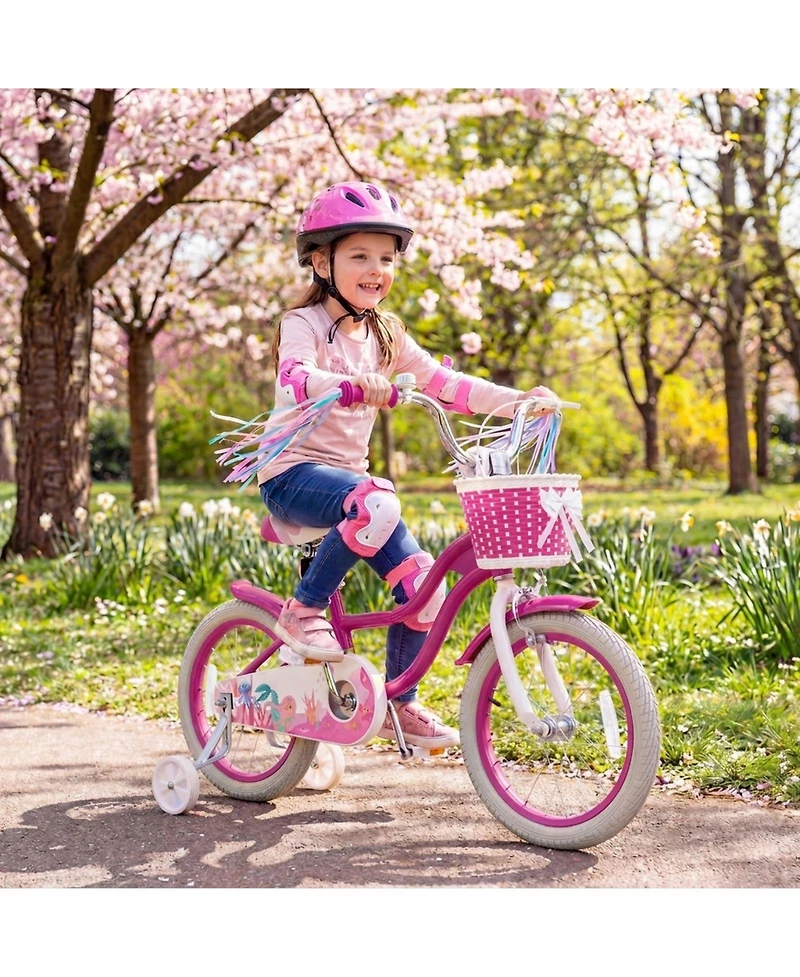 Hongge 16-Inch Kids Bike with Adjustable Handlebar, Training Wheels & Front Basket, 110 lbs Capacity, Ages 4–7