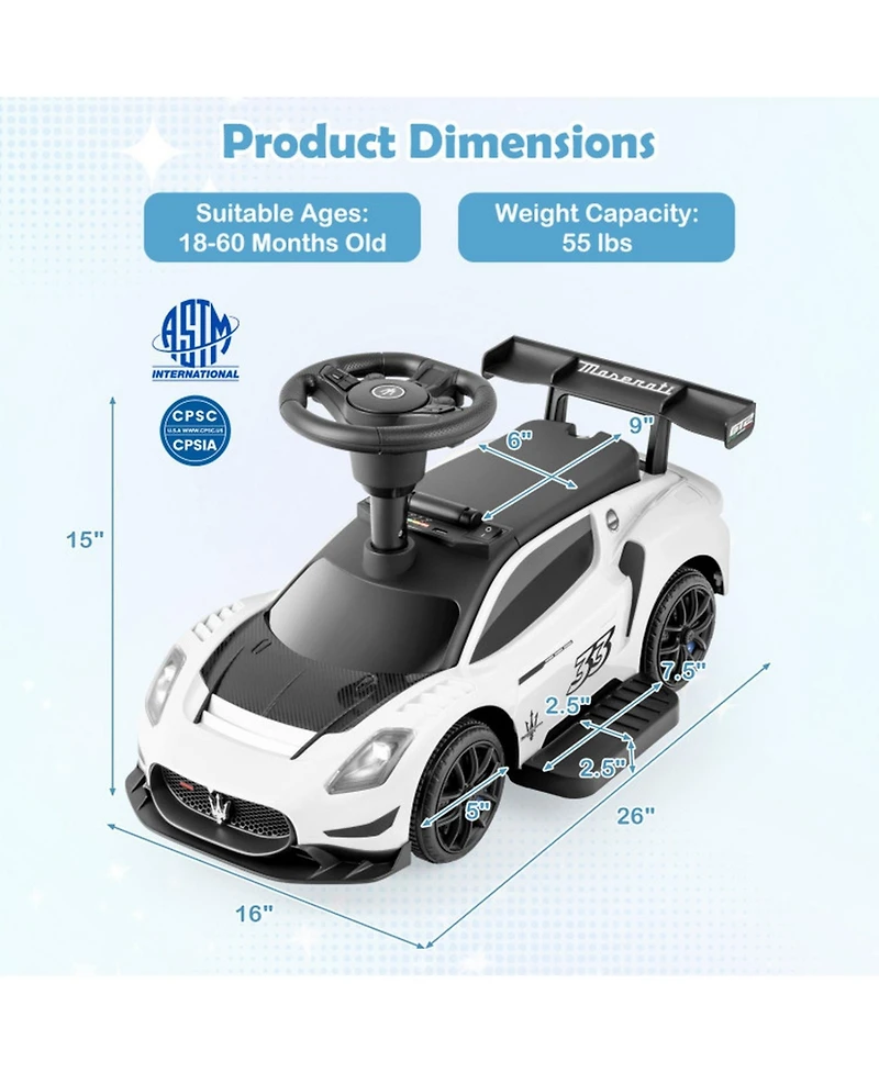 Hongge 6V Electric Sports Car Ride-On with Led Lights & Foot Pedal, Ages 18-60 Months