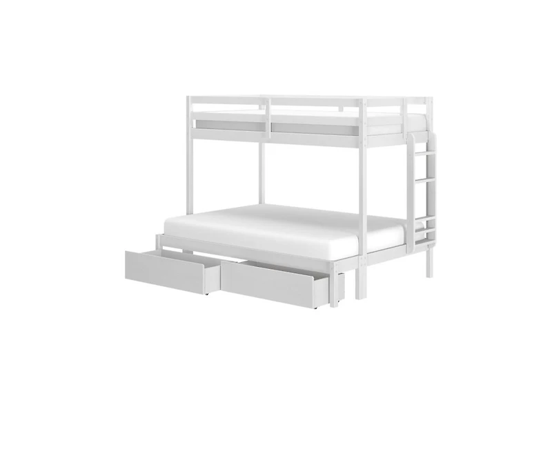 Grain & Grove Bear Furniture Plywood Twin/Full Bunk with Underbed Storage Drawers
