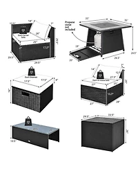 Gouun 9 Piece Outdoor Wicker Sectional Conversation Set with 35 50000 Btu Gas Fire Pit Table