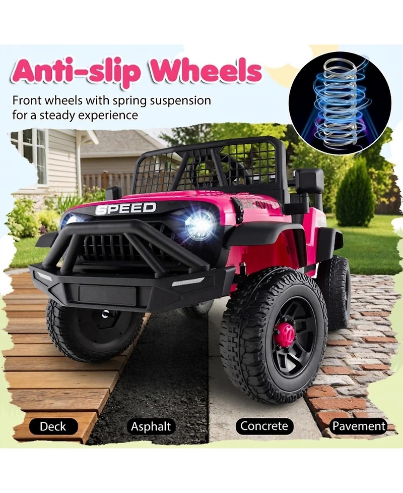 Hongge 24V Kids Ride-On Car with Remote Control, Led Lights and Music, Up to 66 lbs, Ages 3+