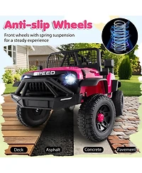 Hongge 24V Kids Ride-On Car with Remote Control, Led Lights and Music, Up to 66 lbs, Ages 3+