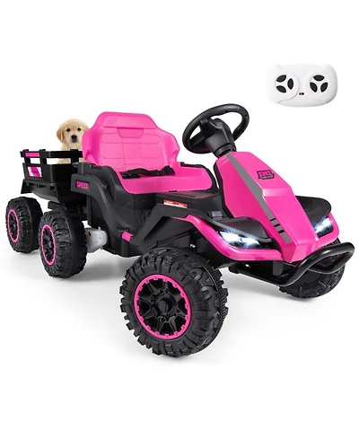 Hongge 24V 2-In-1 Ride-On Tractor, 60" x 27" x 24", Remote Control, 66 Lbs. Capacity, Ages 3+