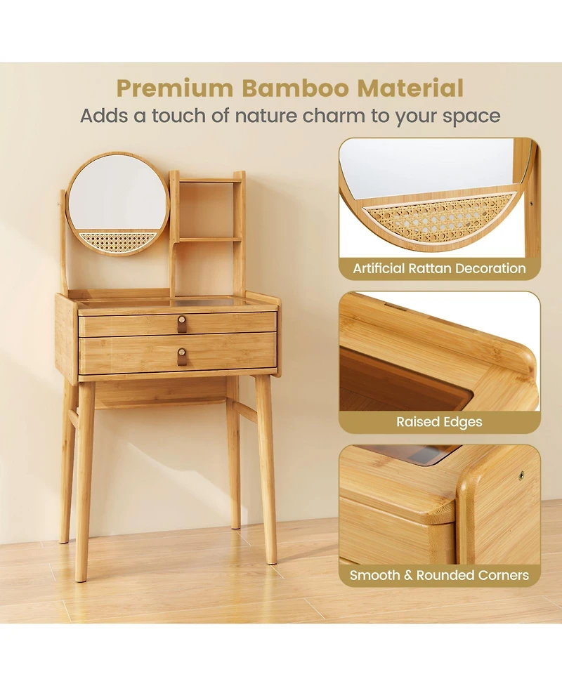 Slickblue Compact Makeup Vanity Table 23.5 Inch with Mirror for Small Spaces