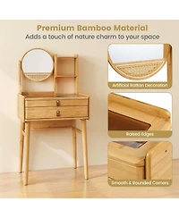 Slickblue Compact Makeup Vanity Table 23.5 Inch with Mirror for Small Spaces