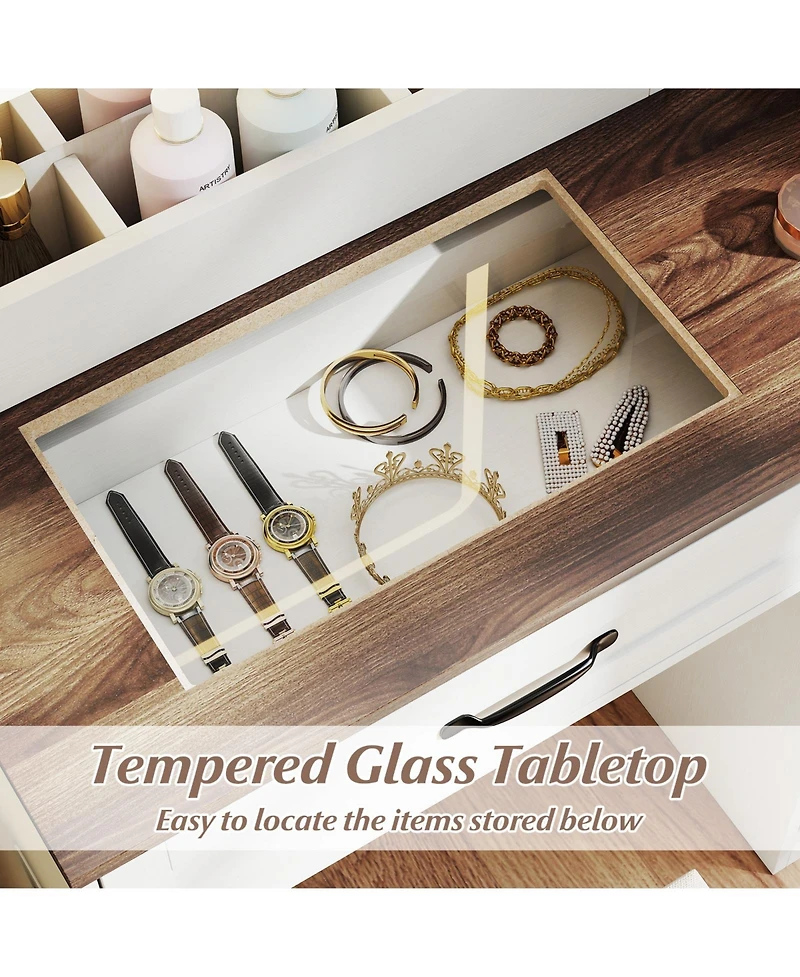 Slickblue Vanity Dressing Table Farmhouse Style with Mirror and Led Lights