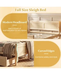 Sugift Full Size Sleigh Bed Frame with 2 Storage Drawers and Footboard for Kids Teens Adults