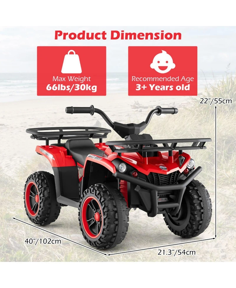 Hongge 24V Electric Ride-On Quad with Led Headlights and Media Console, 66 lb. Capacity, Ages 3+