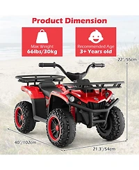 Hongge 24V Electric Ride-On Quad with Led Headlights and Media Console, 66 lb. Capacity, Ages 3+