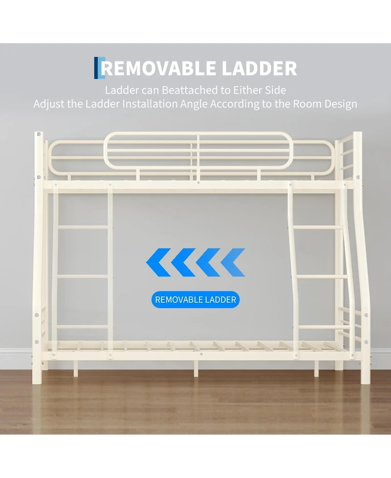 homfan Heavy Duty Twin Over Full Metal Bunk Bed, Space-Saving Kids Teens Adults, 450 Upper, 500 Lower, Slot Assembly