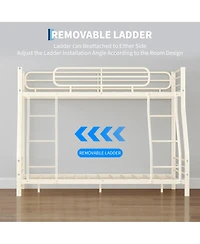 homfan Heavy Duty Twin Over Full Metal Bunk Bed, Space-Saving Kids Teens Adults, 450 Upper, 500 Lower, Slot Assembly