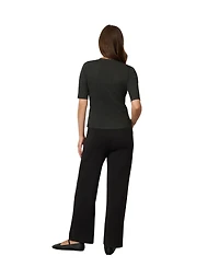 Cable & Gauge Women's Pointelle Stitch Jewel Neck Sweater