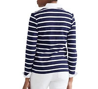 Jones New York Petite Long-Sleeve Striped V-Neck T-Shirt