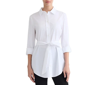 Jones New York Petite 3/4-Sleeve Belted Tunic Top