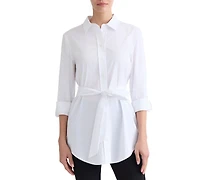 Jones New York Petite 3/4-Sleeve Belted Tunic Top