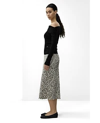 Lilysilk Women's Leopard Print Bias-Cut A-Line Midi Silk Skirt