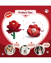 Nocciola Rose Blossom Dog Valentines Toy, Squeaky and Crinkle Rose with Tearable Petals, Hide and Seek Enrichment Toy for Dogs