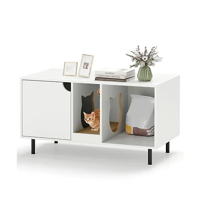Ruie 40 in Double Cat Litter Box Enclosure Hidden Cat Washroom Bench for 2 Cats