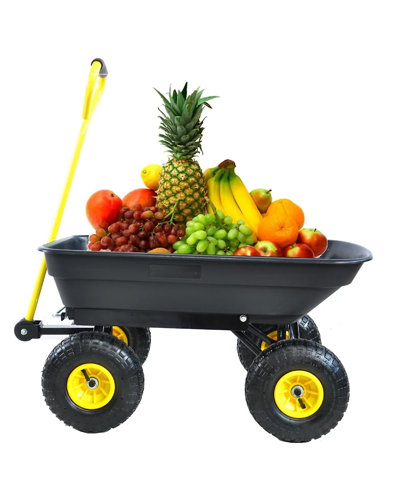 Mountaintop Foldable Multi-Functional Garden Dump Wagon Cart,300lb 55L Steel Frame,10" Pneumatic Tires, Cart for Yard, Lawn, Outdoor