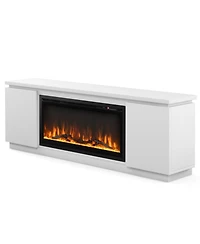 Sugift Fireplace Tv Stand for TVs up to 80 Inch with 3 Adjustable Shelves and 36-Inch Electric Fireplace