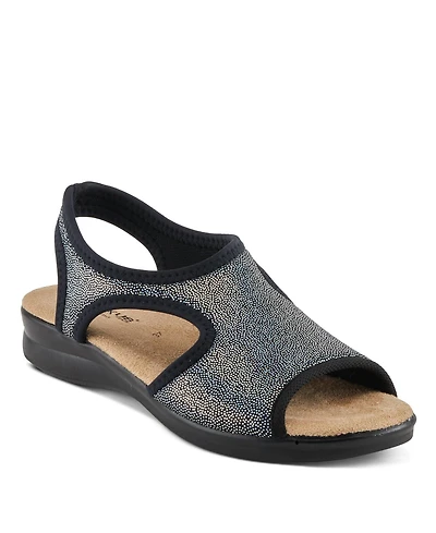 Flexus Women's Nyaman-Pindott Slingback Sandal with Rubber Sole