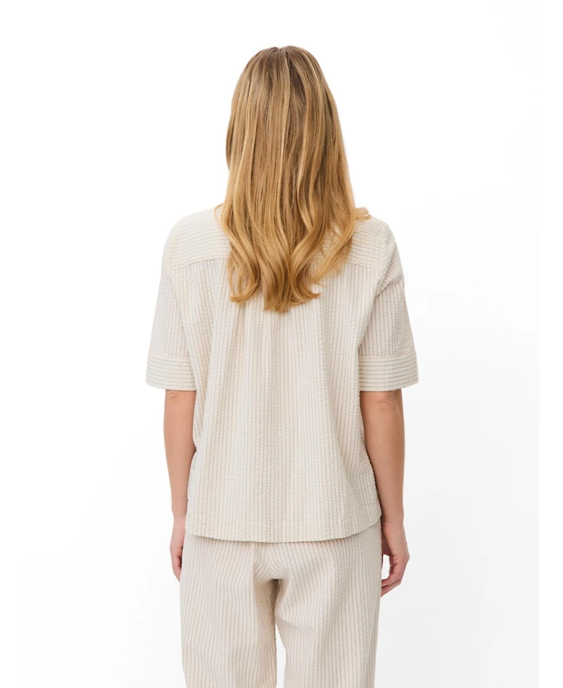 Masai Copenhagen Women's MaBeyora Mandarin Collar Textured Blouse