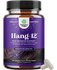 Nature's Craft Hang-12 Capsules, Pre and Post Drinking Recovery Liver Support Supplement, Nature's Craft, 60 Count