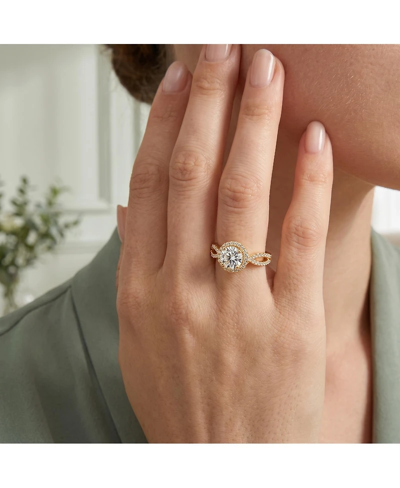Sterling Silver 14K Gold Plated Cubic Zirconia Bold Statement Ring